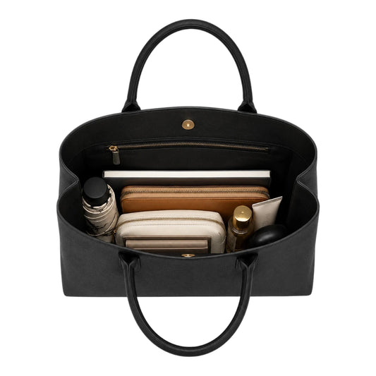 LR Boutique Black Leather Everyday Handbag for Women