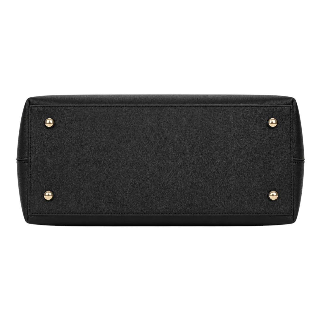 LR Boutique Black Leather Everyday Handbag for Women