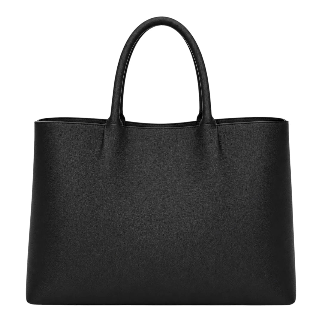LR Boutique Black Leather Everyday Handbag for Women