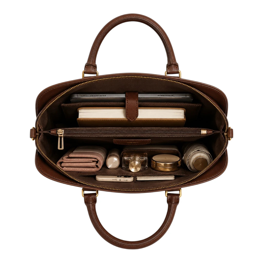 LR Boutique Brown Leather Women's Handbag – Premium Elegant Office Bag