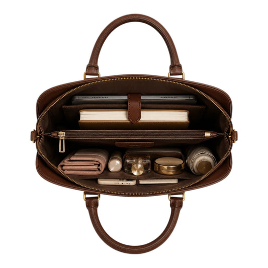 LR Boutique Brown Leather Women's Handbag – Premium Elegant Office Bag