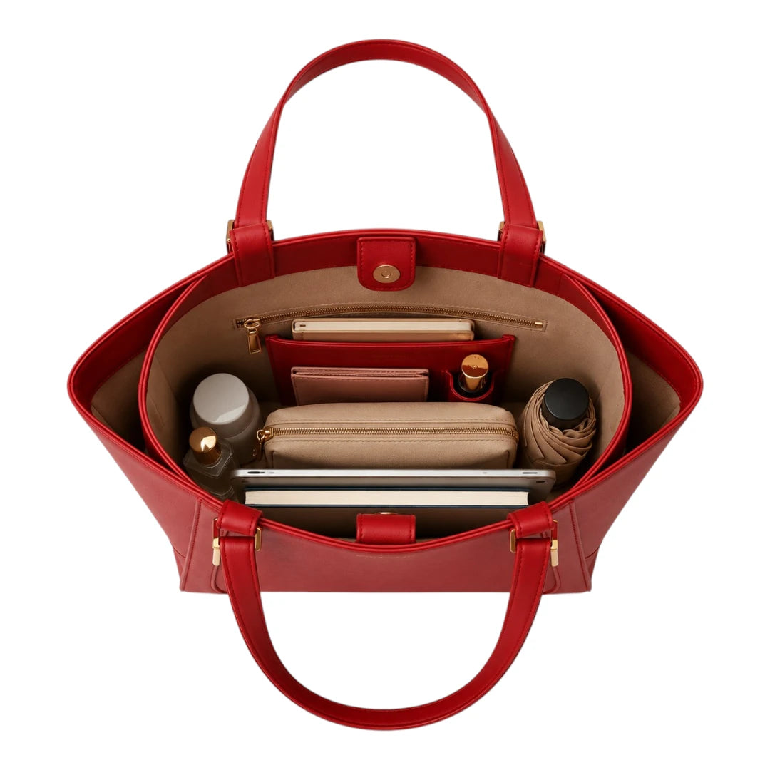 LR Boutique Elegant Red Leather Women's Handbag