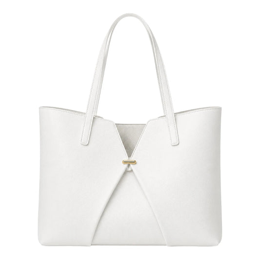 LR Boutique White Leather Handbag for Women – Elegant Everyday Carry Bag