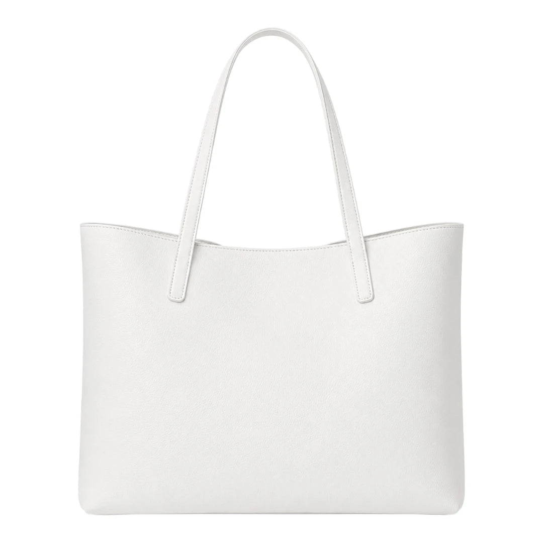 LR Boutique White Leather Handbag for Women – Elegant Everyday Carry Bag
