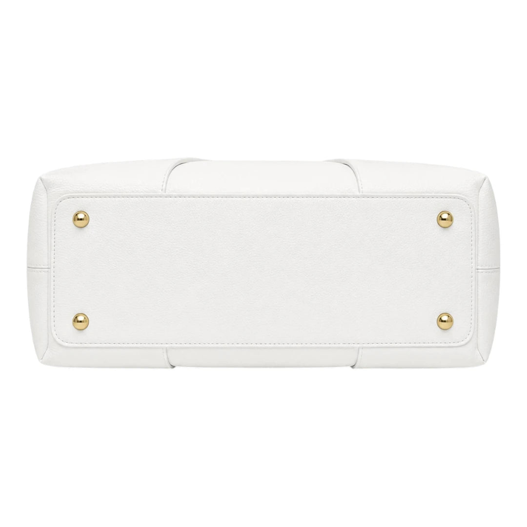 LR Boutique White Leather Handbag for Women – Elegant Everyday Carry Bag
